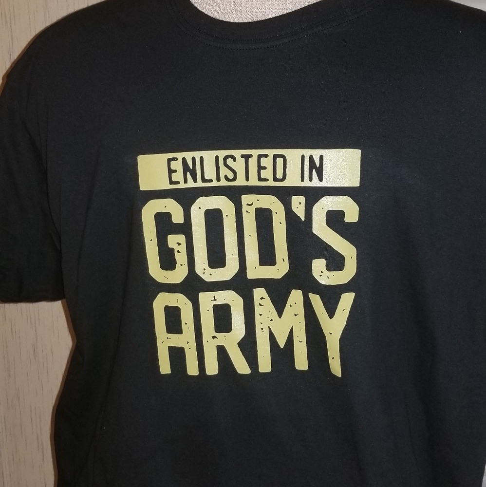 Screen print tshirts enlisted in Gods Army